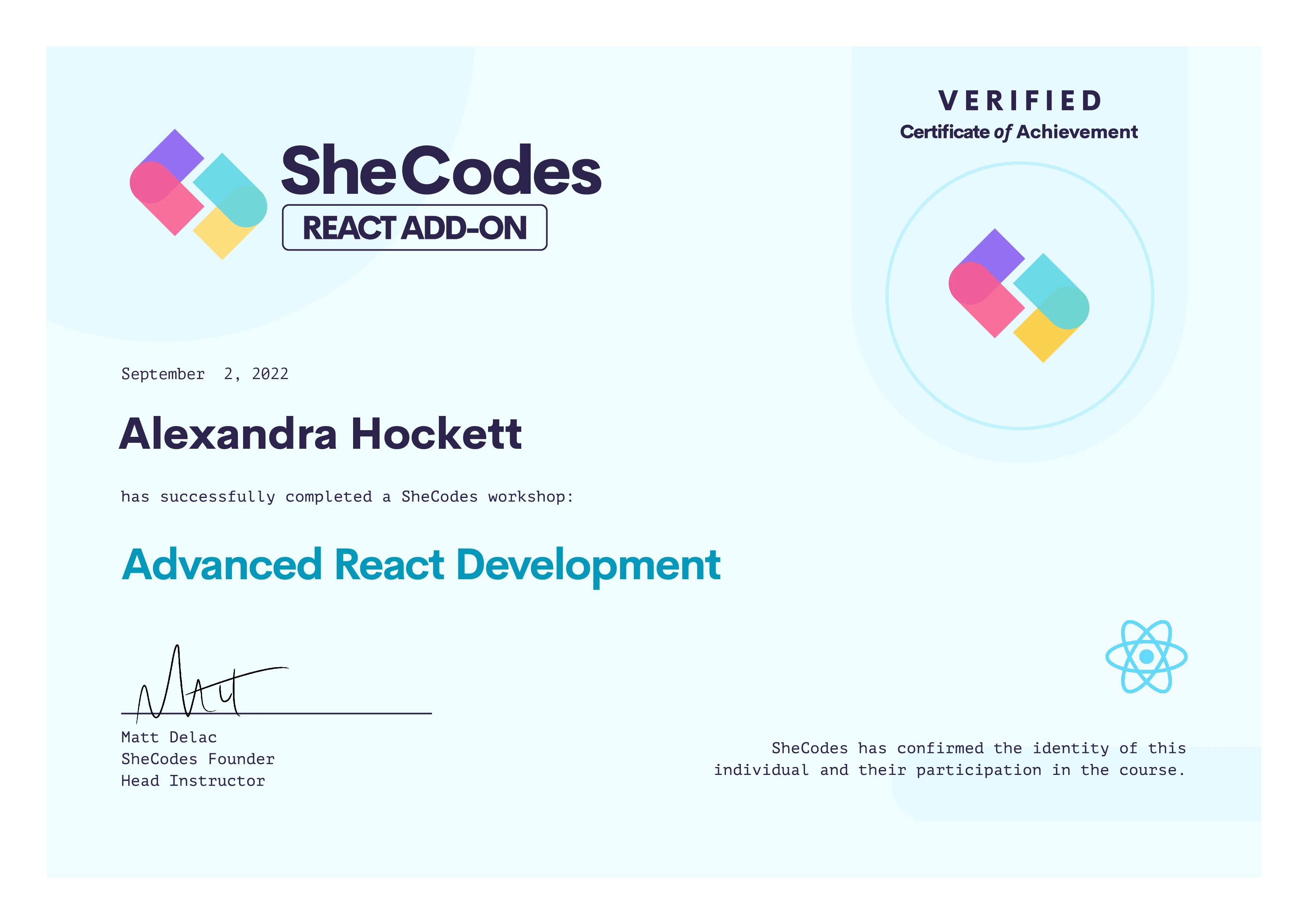 SheCodes Advanced React Development